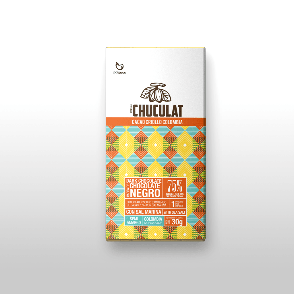 Tableta de Chocolate 75% Cacao – Origen Cesar con Sal Marina (30 g)