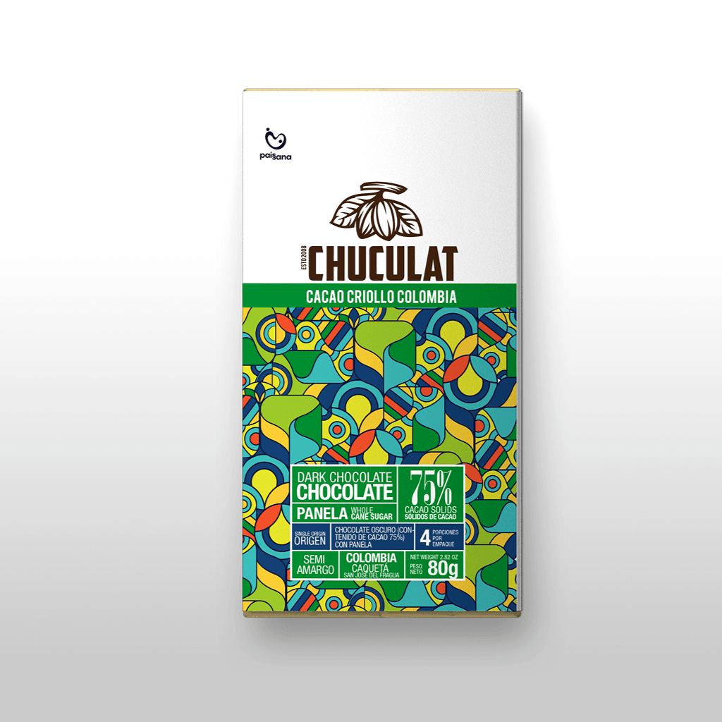 Tableta de Chocolate 75% Cacao – Origen Caquetá con Panela (80 g)