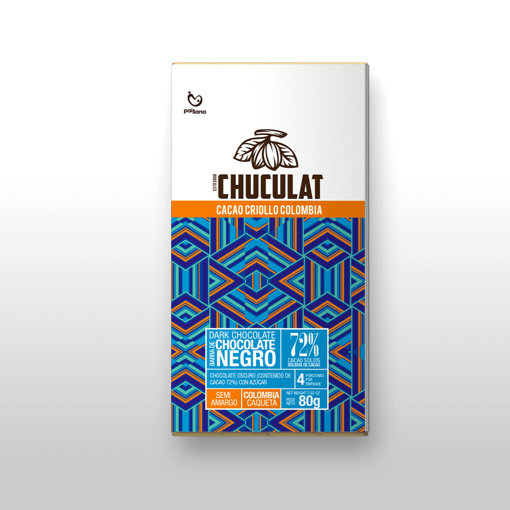 Tableta de Chocolate 72% Cacao – Origen Caquetá (80 g)
