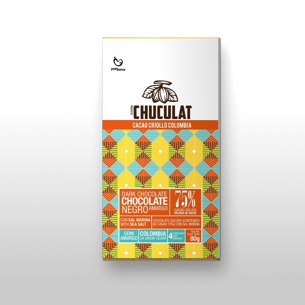 Tableta de Chocolate 75% Cacao – Origen Cesar con Sal Marina (80g)