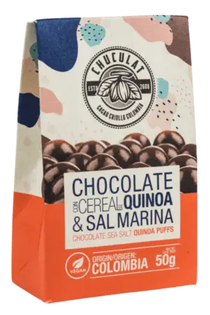 La Quinua Pop Cubierta de Chocolate con Sal Marina es una combinación perfecta de sabor, nutrición y textura crujiente. Perfecto Snack