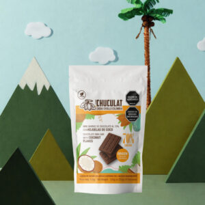 Mini barras de chocolate 70% con hojuelas de coco 120grs